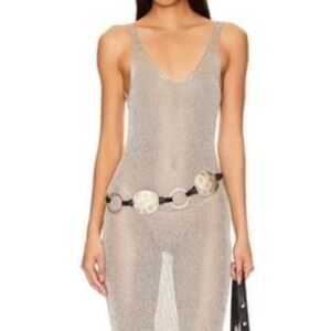 Bershka Shimmering Silver mesh dress
